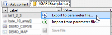 Export and import parameter files