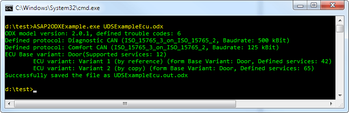 ODX Example Output