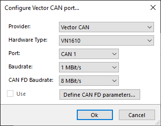 Vector driver CAN configuration